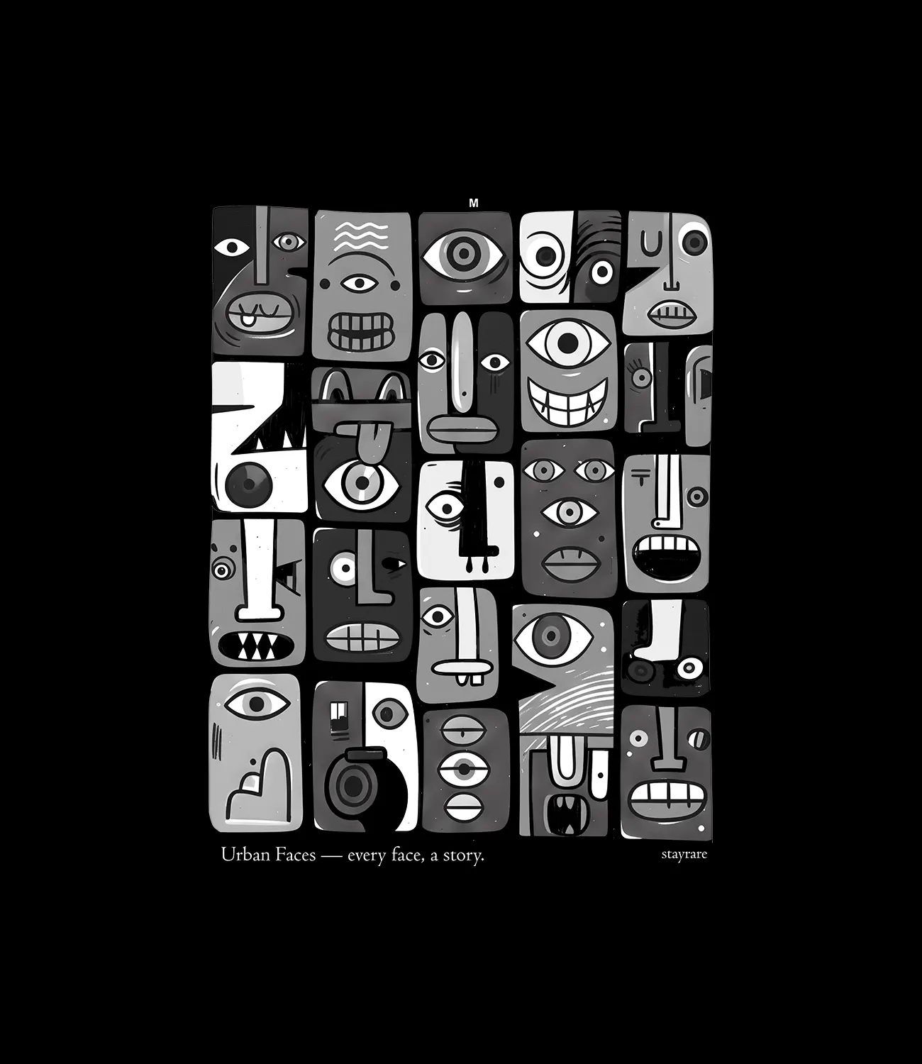 URBAN FACE (B&W) _ Graphic Oversized T-Shirt | Premium Cotton | StayRare thumbnail