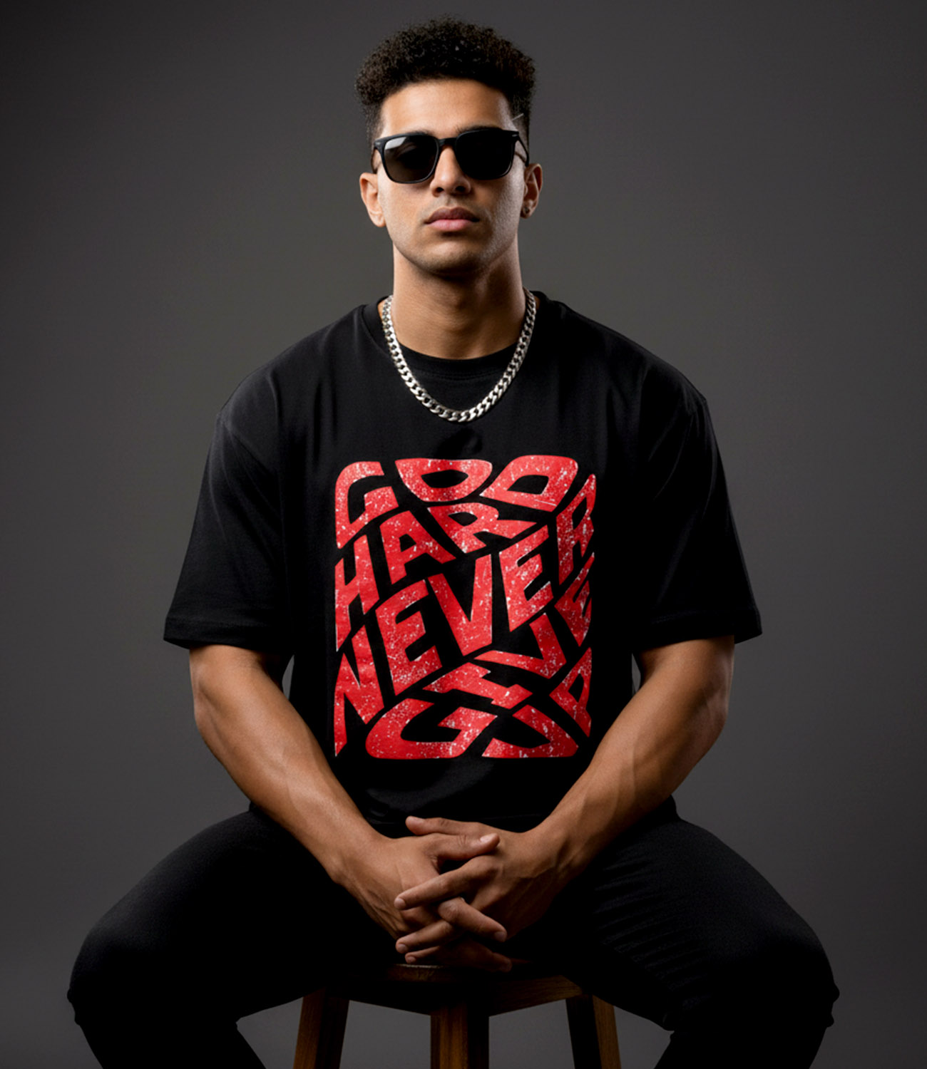NEVER GIVE UP _ Graphic Oversized T-Shirt | Premium Cotton | StayRare