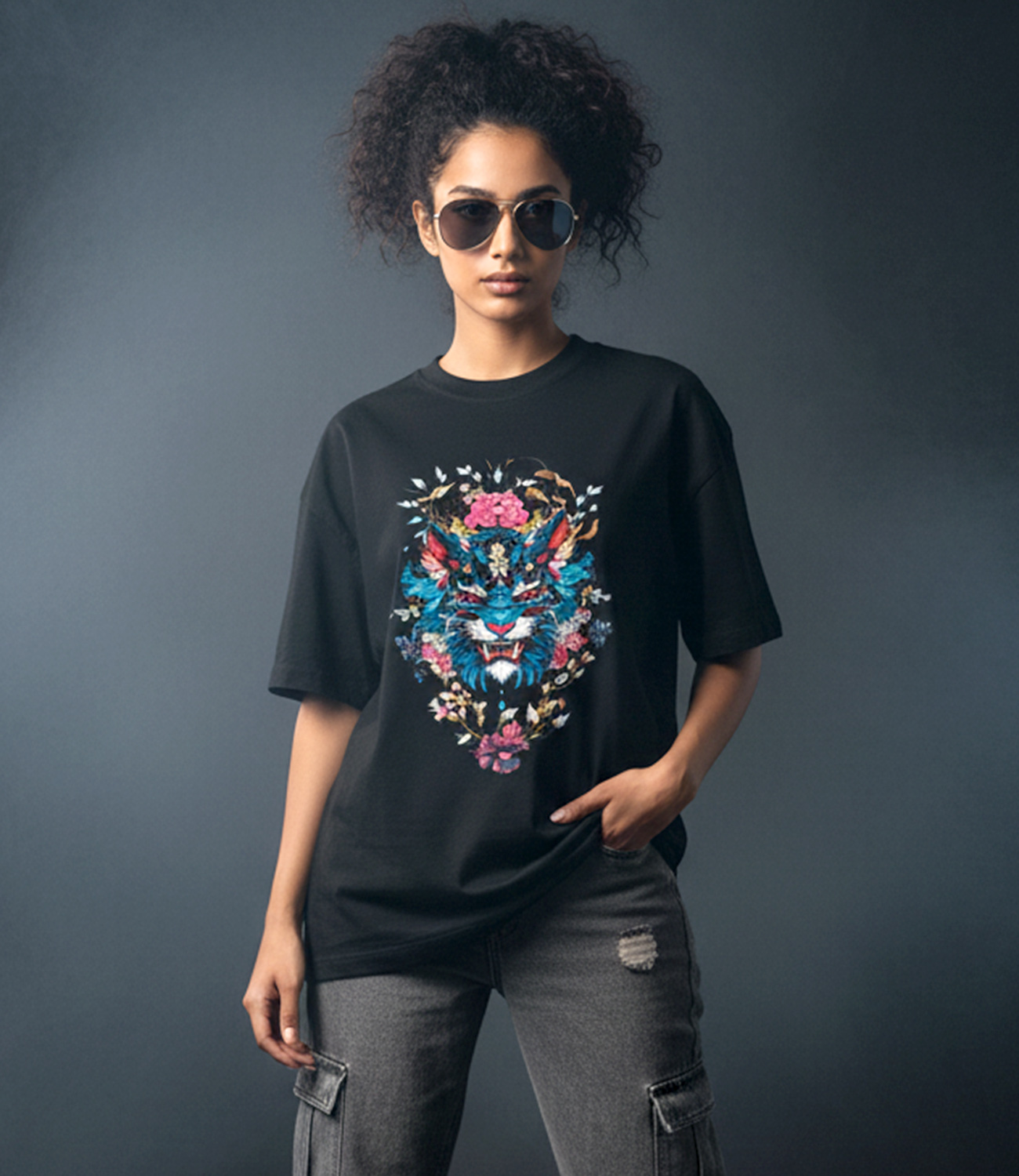 FLORAL FURYALL _ Graphic Oversized T-Shirt | Premium Cotton | StayRare