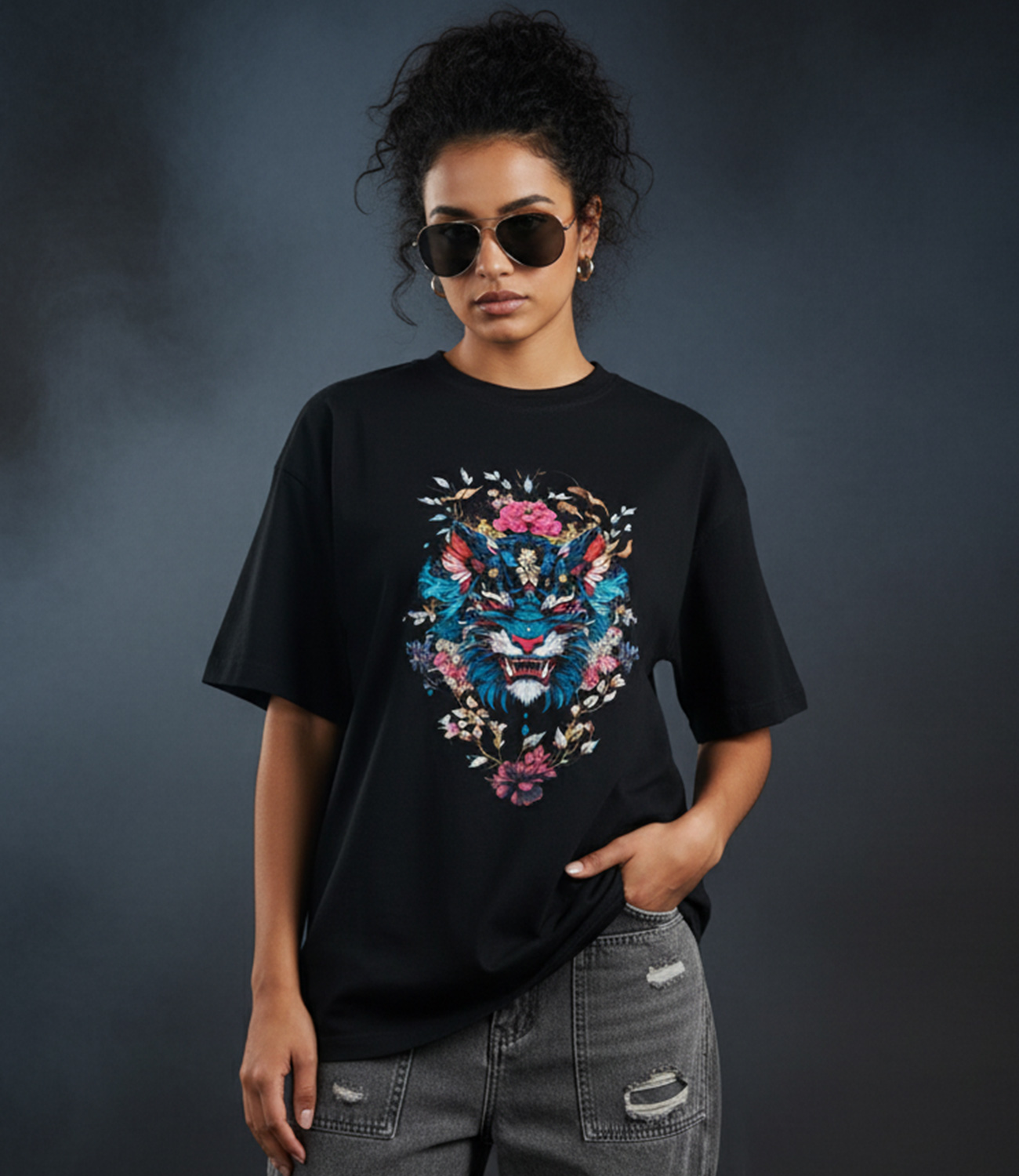 FLORAL FURYALL _ Graphic Oversized T-Shirt | Premium Cotton | StayRare
