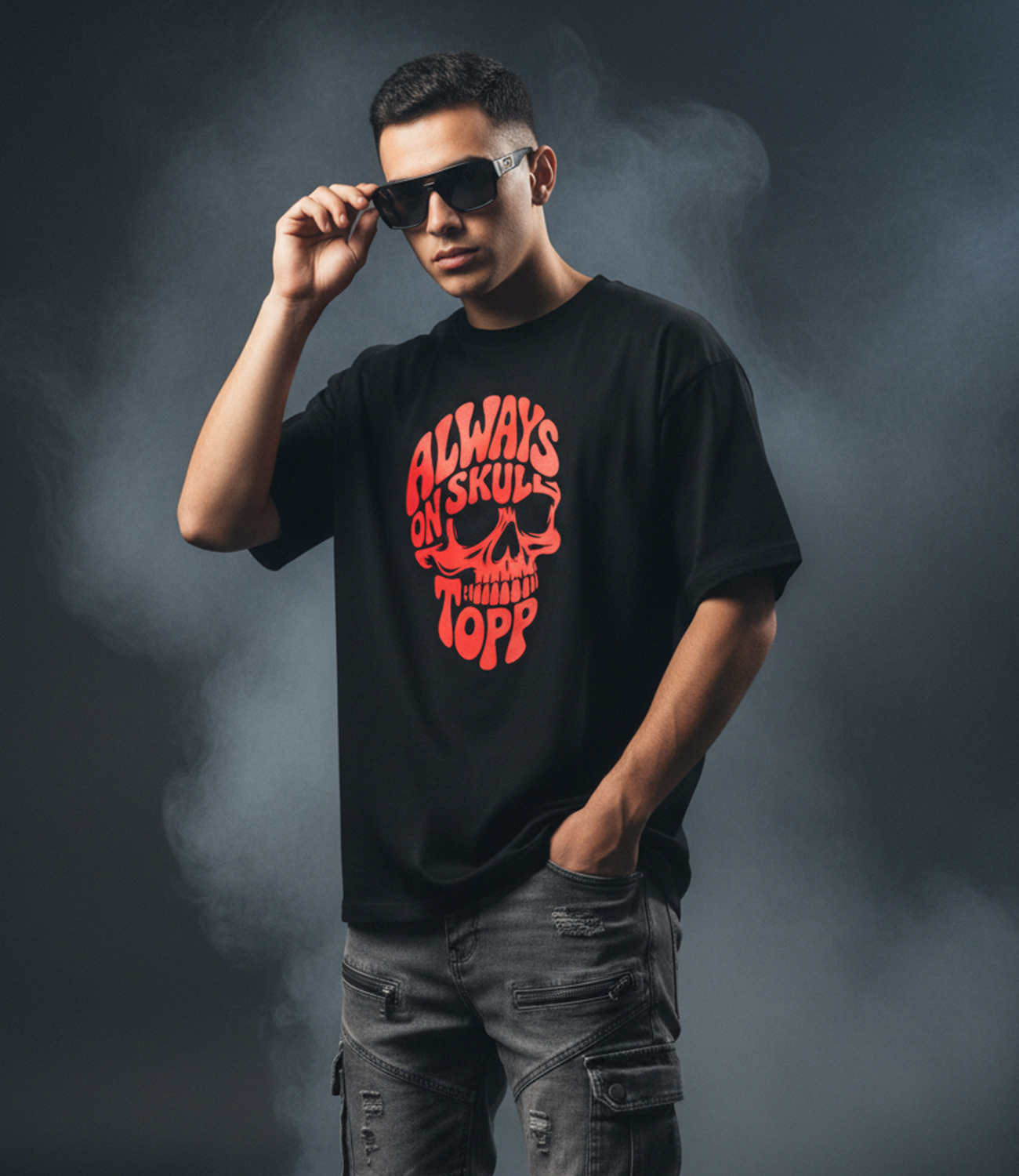 ALWAYS ON SKULL _ Graphic Oversized T-Shirt | Premium Cotton | StayRare
