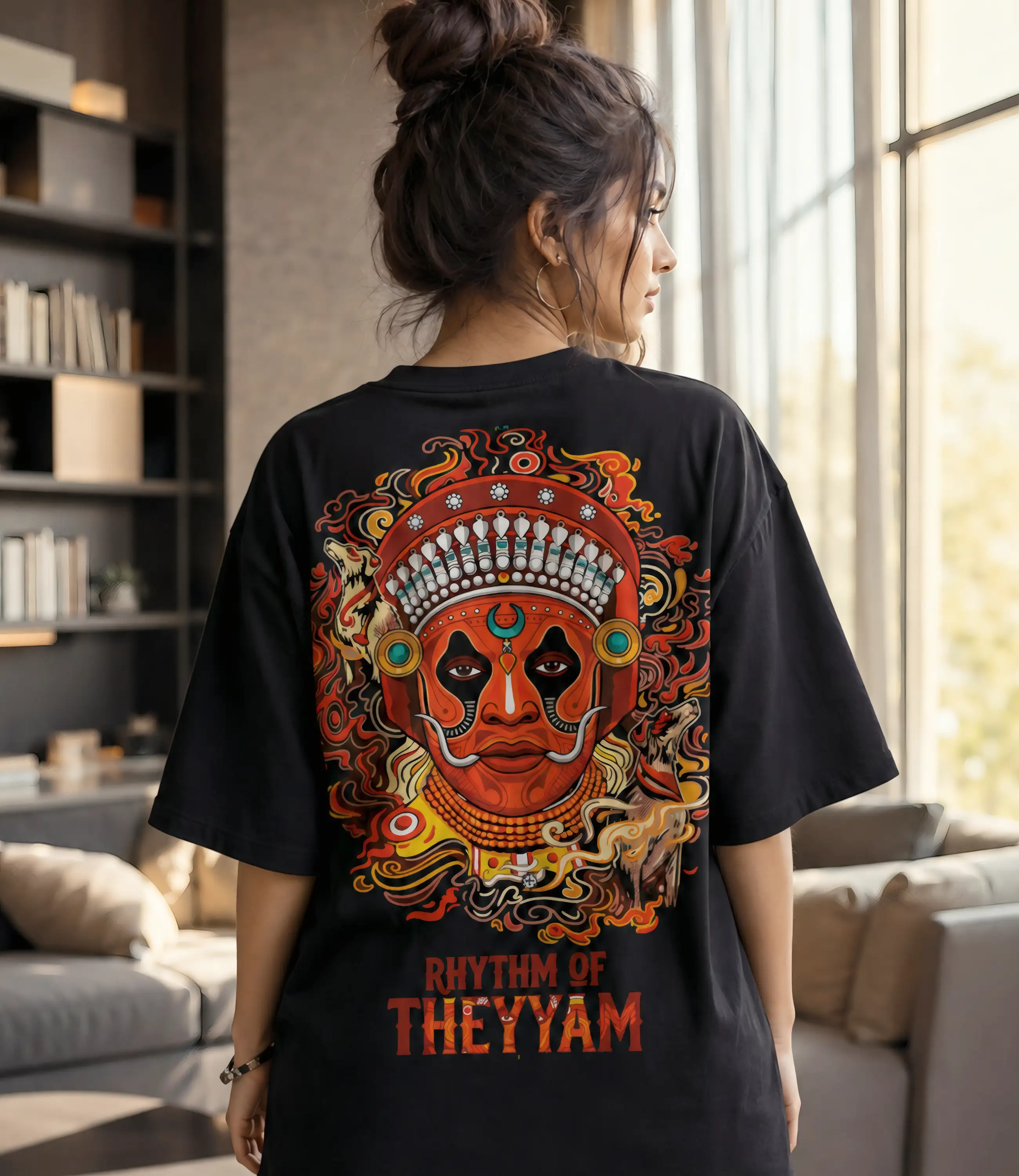RHYTHM OF THEYYAM_Oversized T-Shirt _ Premium Cotton thumbnail