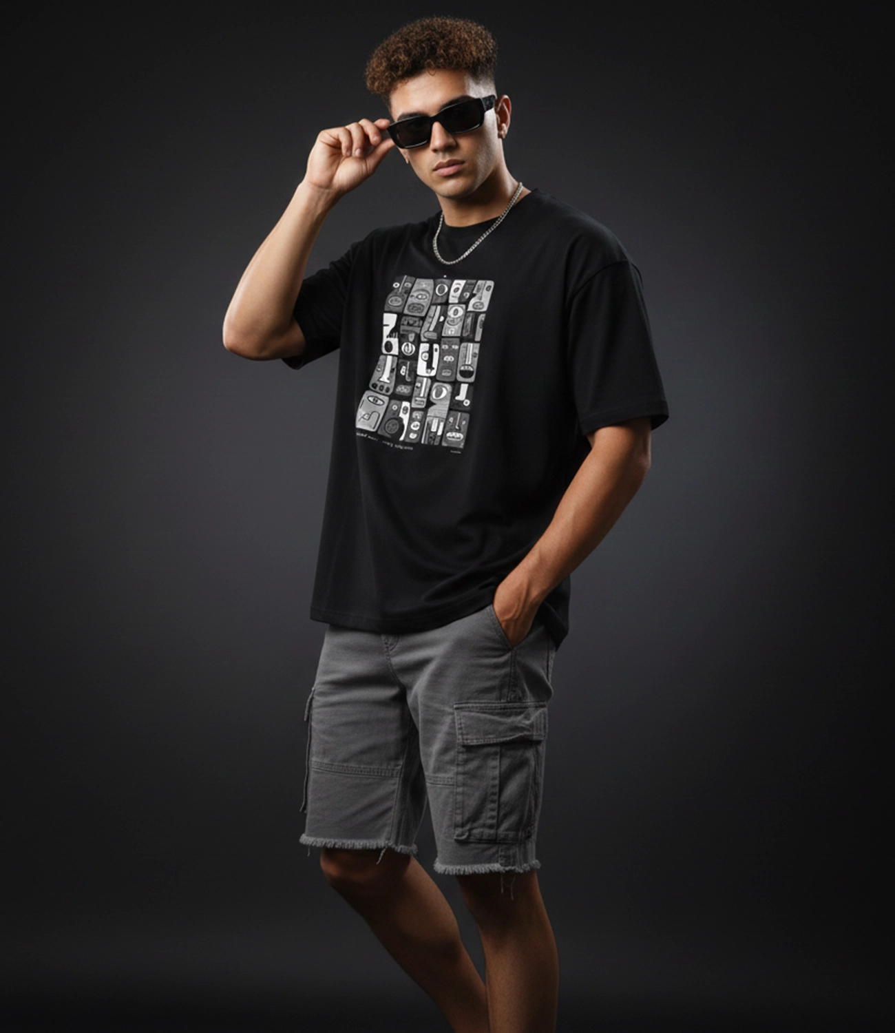 URBAN FACE (B&W) _ Graphic Oversized T-Shirt | Premium Cotton | StayRare